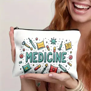A Pharmaceutical logo makeup bag- multifunctional zipper pouch, jewelry storage bag, perfect travel zipper small storage bag.
