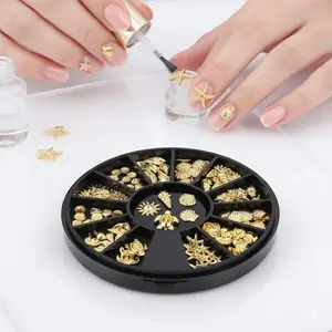 Semi-Assorted Ocean Series Nail Art Kit: Nail Art Design, Zinc Alloy Metal Rivets, Starfish, Seashell Mix DIY Tools with 3D Texture, Anti-Oxidation Coating, Non-Scratch Nail Gems, Vacation Style Salon Decor, Independent Compartment Storage