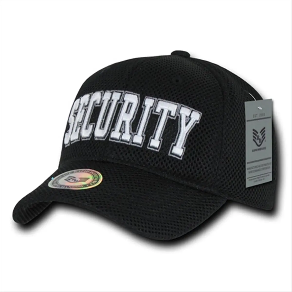 212 MAIN Security Logo 6-Panel Breathable Mesh Public Safety Cap, Hook Closure (J002-SECURITY Model)