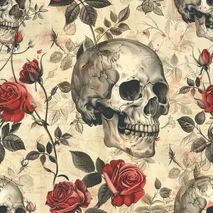 Skulls and Roses Pattern 10 Quilting Cotton Fabric
