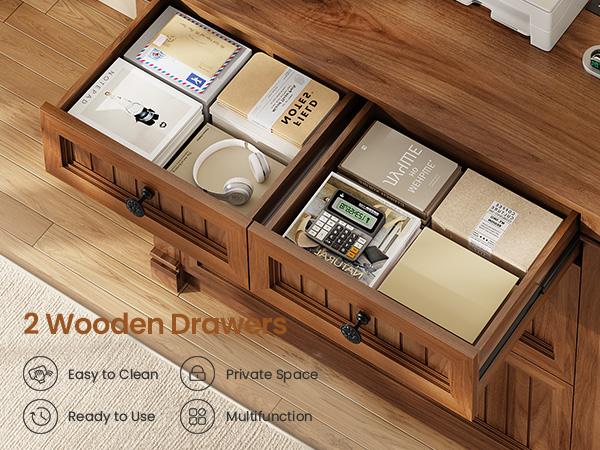 SEDETA 4 Drawers File Cabinet, 33" Farmhouse Filing Cabinets for Home Office fit Legal/Letter/A4 File, Wood Office File Cabinet with Power Outlets, Printer Stand with Storage