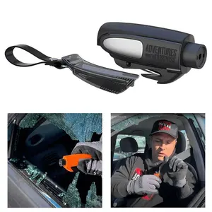 Use the 2-in-1 emergency window breaker and seat belt cutter in an emergency