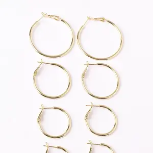 14K Gold Plated Classic Hoop Earrings - Elegant and Timeless Design for Everyday Wear