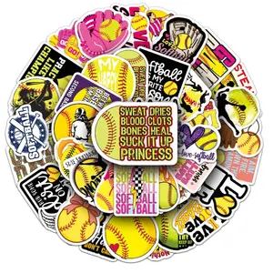 50 Baseball Stickers Sports Series Trendy Creative Car Decor Wholesale Speaker Phone Water Cup Stickers
