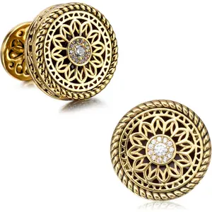 Cuff Links Mens, Cufflinks for Men, Men's Cuff Links for Wedding, Business, Father's Day,  for Men, 18K  Plated with Luxury Wooden  Box