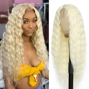 613 Blonde Deep Wave Lace Front Wig | Long Loose Curly Synthetic Wig | Pre-Plucked Natural Hairline Full Head Wig for Women