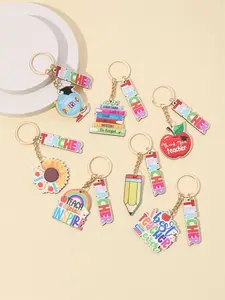 Cute Letter & Pencil Design Wooden Keychain, 1 Count Graduation Season Charm Keychain for Women & Men, Fashion Accessories for Daily Use, Teacher's Day Gift