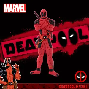 Marvel Deadpool Fridge Magnet, Official License Anime Character Design, Durable, Reusable & Decorative Magnetic Accessory for Home Office Use, Sticker
