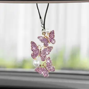 Bling Butterfly    Accessories,  Rear View Mirror Charms,  Ornament Pendant Lucky Presents for Women, Interior Decoration Accessories ()