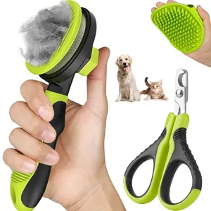 3PCS Cat Grooming Kit | Brush for Shedding | Nail Clipper | Trimmer | Bath Brush for Long and Short Haired Indoor Cats