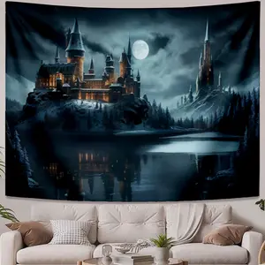 Casual Tapestries Hogwarts castle snowy night lake Fashionable Suitable for open spaces