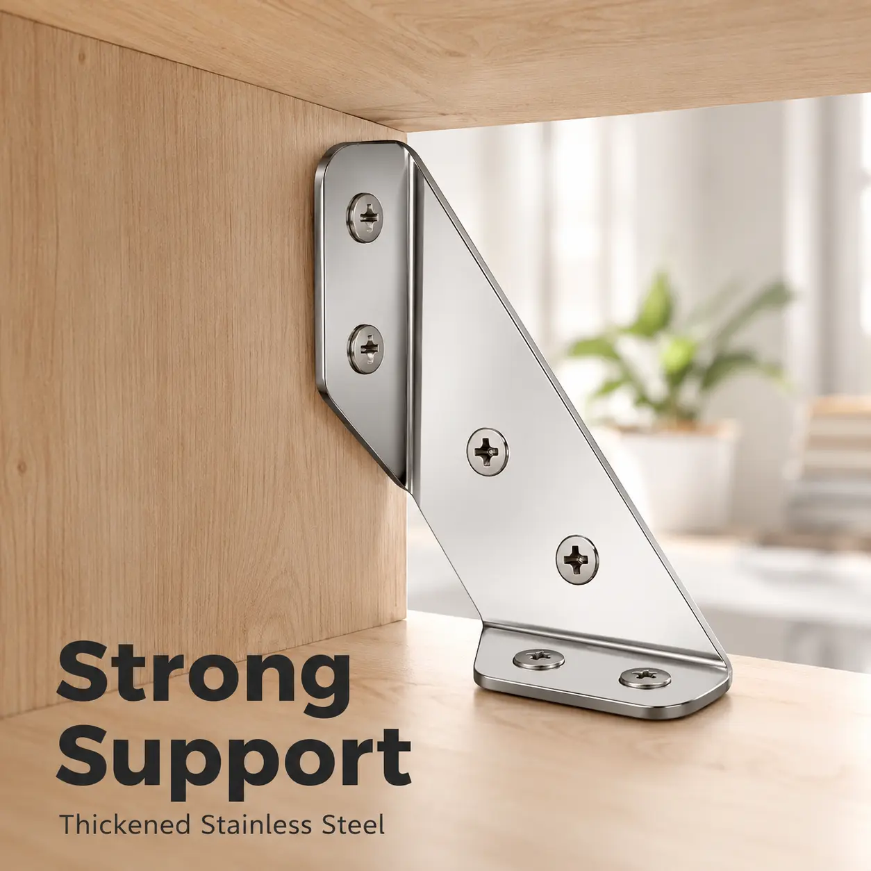 Heavy-Duty Stainless Steel Corner Bracket, Thick Right-Angle Support Brace, Multi-Purpose L-Shape Fastener with Mounting Screws for Camping Furniture, Shelves Reinforcement