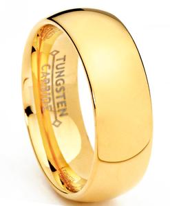Men's 7MM 18K Goldtone Plated Dome Tungsten Ring Wedding Band Sizes 6 to 15