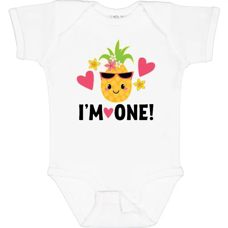 First Birthday Hawaiian Pineapple Baby Bodysuit