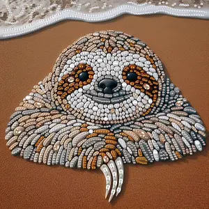 5D Diamond Painting Kit, Cute Sloth Made of River Rocks, Unframed Canvas Wall Art, Indoor Decor, Bedroom, Living Room, Home Office, 11.8x11.8 Inches