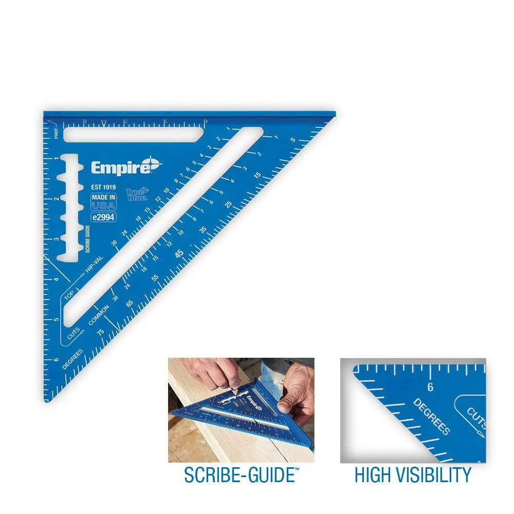 7 in. Laser-Etched Aluminum Rafter Square, Portable Hand Measuring & Marking Tool for Home Supplies, Woodworking, Hand Measuring Tool