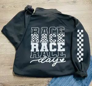 Race Day  1/4 zip Sweatshirt, Dirt Track Motocross tee, Racing tee Handmade Christmas Gift Dirt Track Dirt Bike Checkered Flag Gift for Her