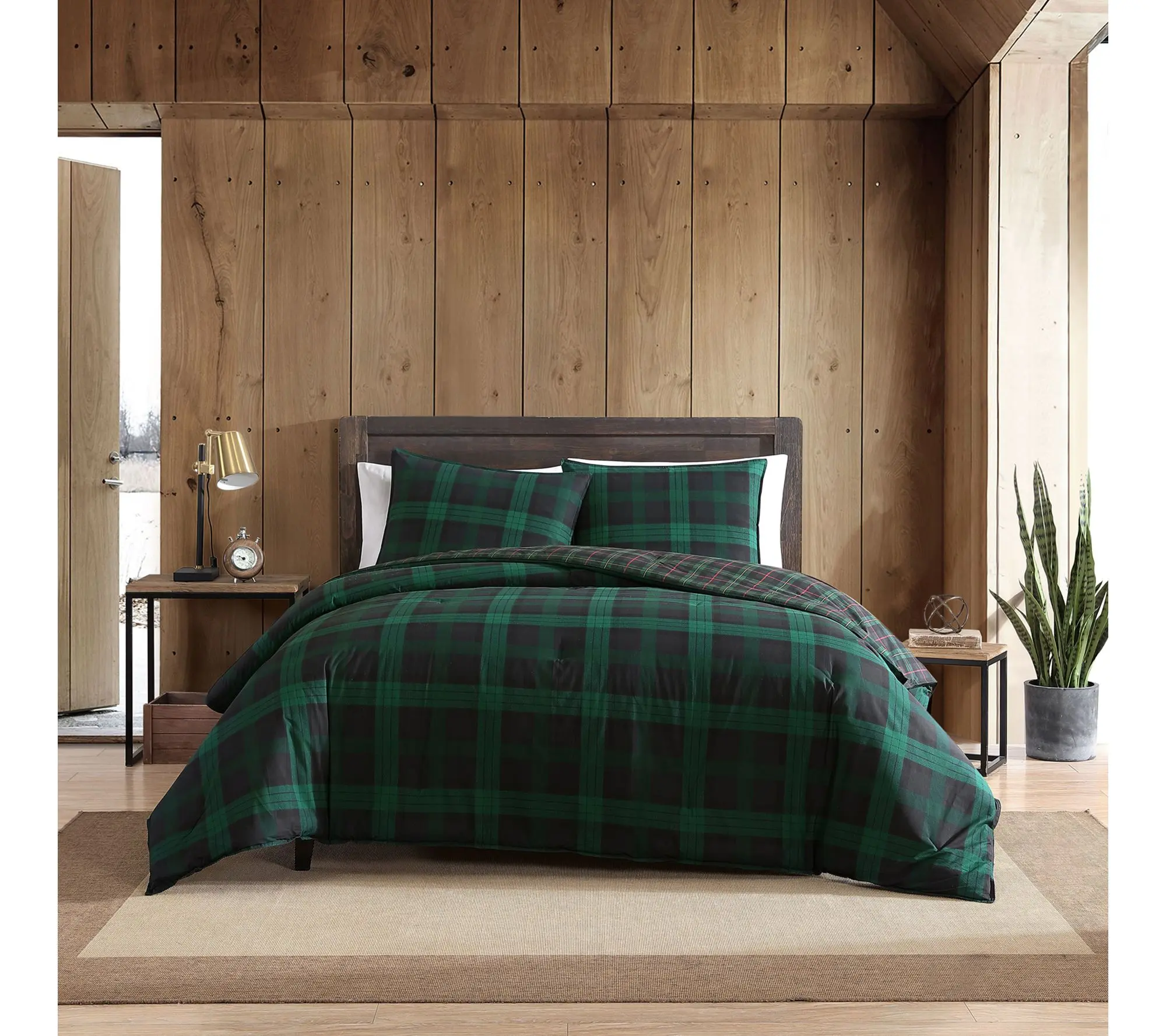 Eddie Bauer Tartan Green Cotton King Comforter Set