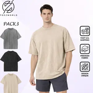 Premium 3-Pack Oversize T-Shirt Bundle – Men’s Oversized Heavyweight Cotton Streetwear Tee Pack, Vintage Washed Loose Fit Casual Shirts, Soft Breathable Fabric, Perfect Everyday Essentials for Summer Outfit