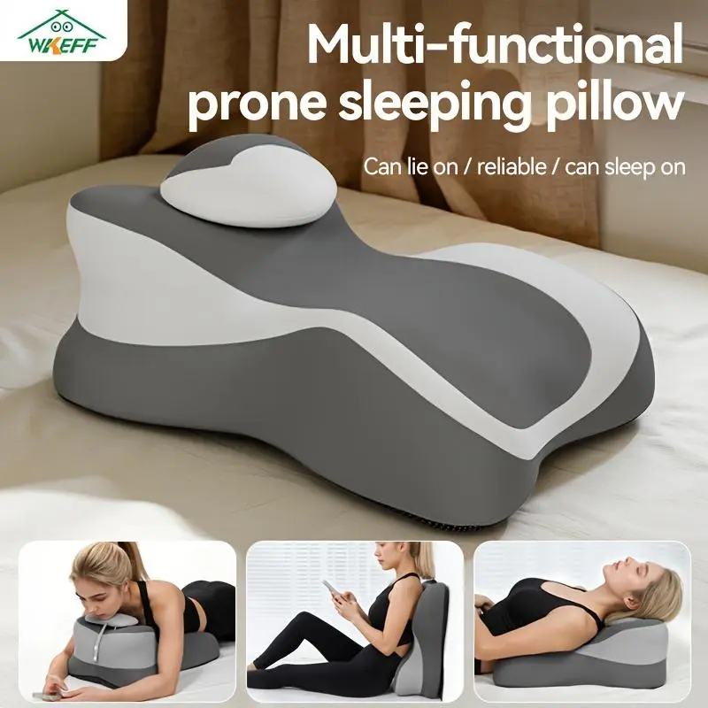 WKEFF Ergonomic Cervical Neck Pillow with Roll Bolster Cushion – Height Adjustable Contour Support for Neck Pain Relief, Back & Side Sleepers, Breathable Removable Washable Cover, Multi-Functional Alignment Bed Pillow for Home & Office Comfort Solutions