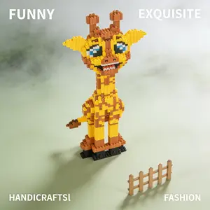 1547pcs Giraffe Series Building Blocks Toy, Creative DIY Craft Decorations, Desktop Home Living Room Decoration Gift