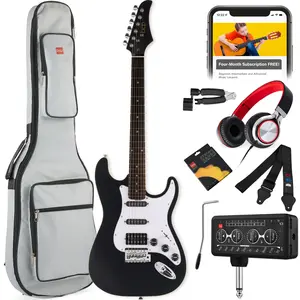 Best Choice Products Beginner Electric Guitar Kit w/ Headphone Amp, Padded Gig-Bag, Headphones