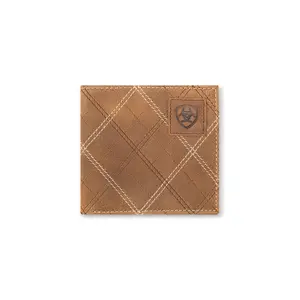A3563144 Ariat Large Cross Stitch Patch Leather Bifold Wallet