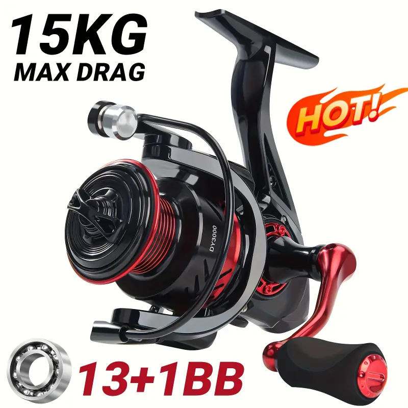 13+1BB, 1000-7000 Series Spinning Reel with Gear Ratio of 5.2:1, Maximum  Drag Force of 33.07LB, Aluminum Structure - Ideal for Saltwater and  Freshwater Fishing, Durable Fishing Equipment Suitable for All Skill Levels  - TikTok Shop