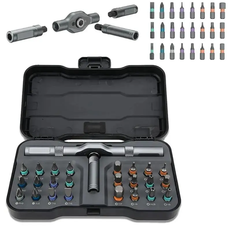42 in 1 Ratchet Screwdriver Set with 40 Magnetic Drill Bits Rotatable Ratchet Handle Multifunctional Screwdriver Set Multipurpose Switchable Screwdriver Tool Multipurpose Screwdriver Kit Screwdriver Combo