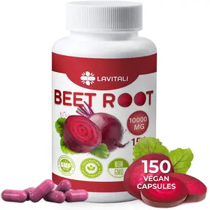 Beet Root Extract Capsules, 1000mg per Serving, 100% Natural & Pure from Beet Root, No Gluten, No Sugar, Vegan Capsules, High Concentrated Herbal Beet Root Extract.
