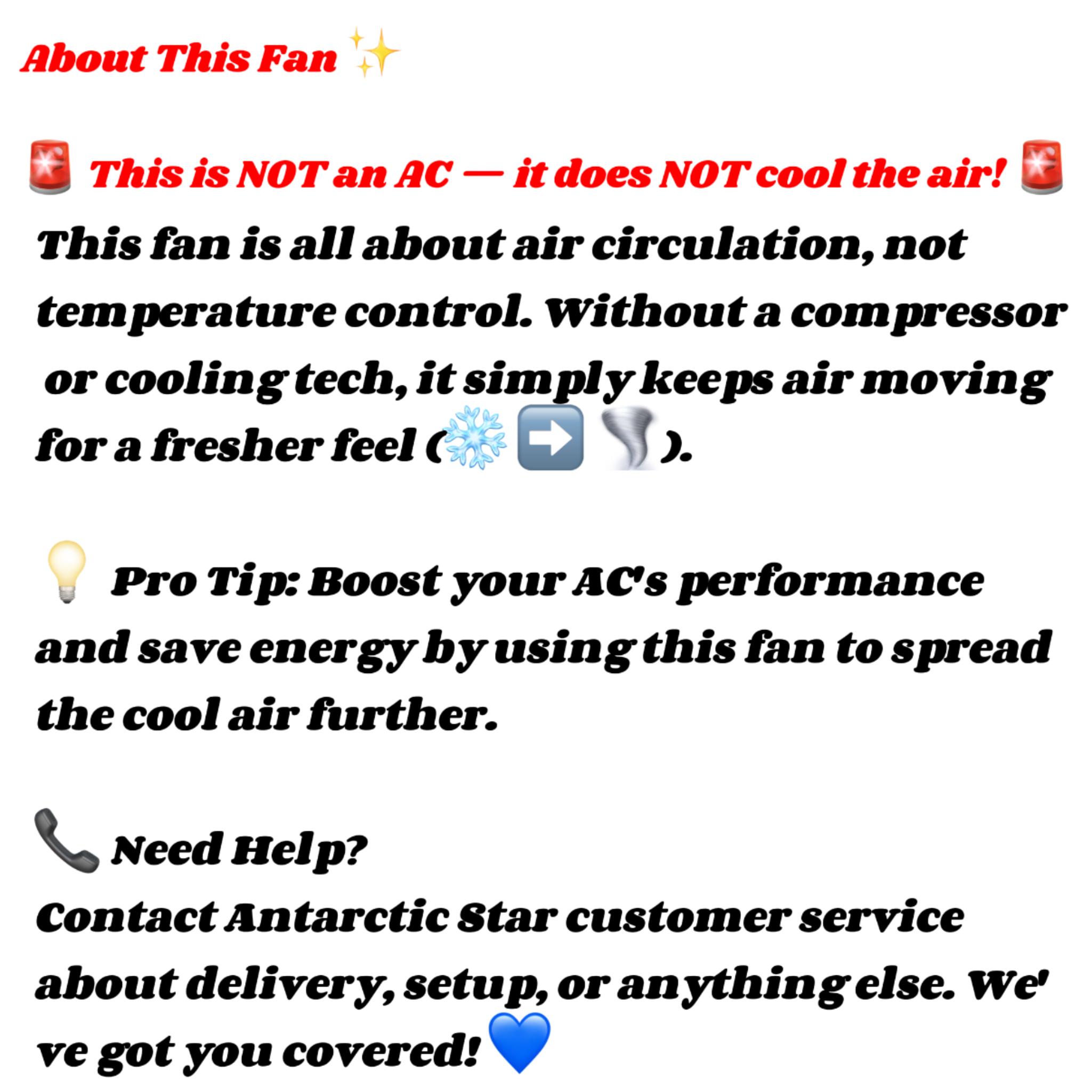 【NOT AC】Antarctic Star 36 Inch Tower Fan - Portable Electric Oscillating Fan with Remote Control, Quiet Operation, 3 Speed Settings & 12H Timer, Bladeless Standing Floor Fan for Bedroom & Office[No Cooling] [No Temperature Adjustment]