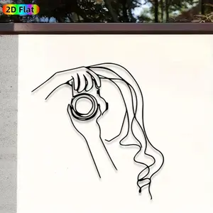 1pc Camera Holding Figure Metal Wall Art, Minimalist Camera Statue Mural, Ideal Gift for New Year, Christmas, Photography Decor Enthusiasts,  Perfect for Home Wall & Garden Fence, Stylish Artistic Wall Ornament