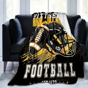 Luxurious Soft Pittsburgh American Football Helmet Pattern Blanket for Office Home Bedroom Sofa Travel Outdoor Camping Work Game Reading Knee Pad Four Seasons Warmth Blanket Family Friends Holiday Party Gift