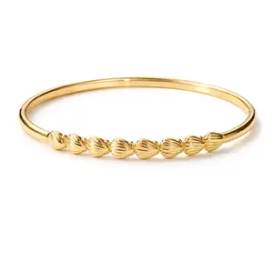 14K Gold Plated Shell Design Bangle Bracelet – Elegant Minimalist Style approx 7.5 Inches