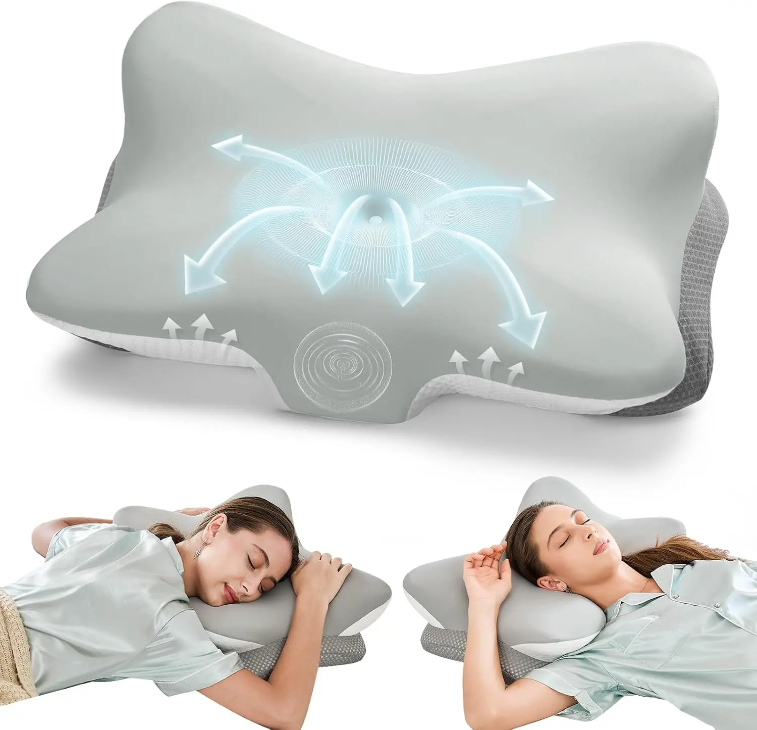 Krightlink Ergonomic Memory Foam Cervical Pillow - Asymmetric Design, Dual Height, Odorless Orthopedic Neck Support, Washable Breathable Pillowcase for Back & Side Sleepers, Asymmetric Neck Pillows