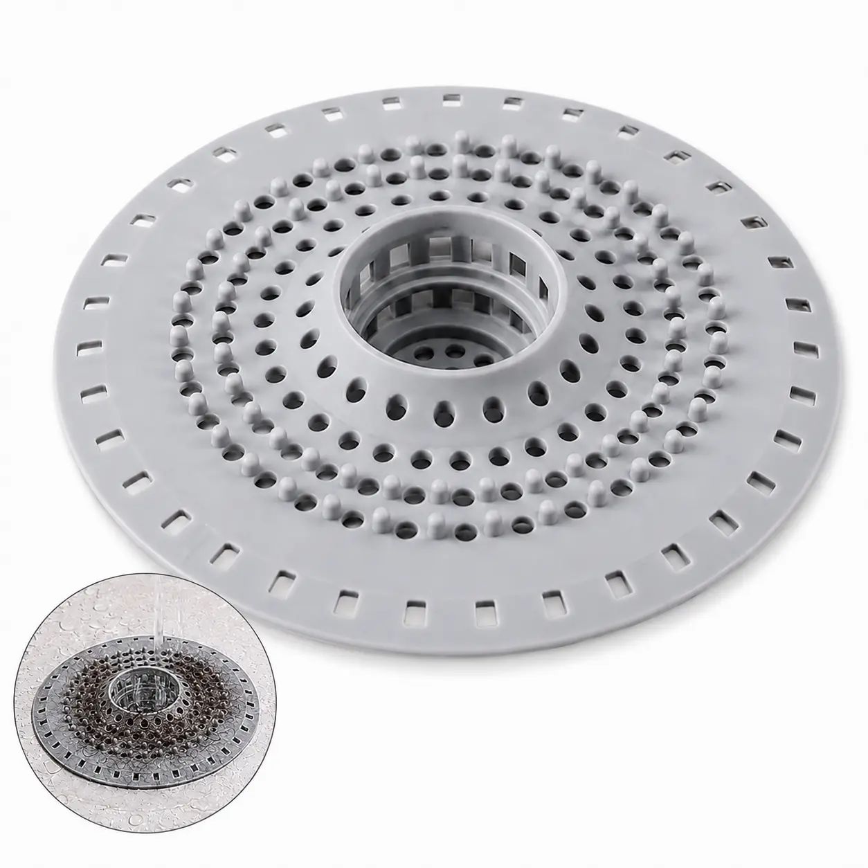 Bathtub Drain Hair Catcher, Silicone Tub Hair Catcher Drain Protector Strainer, Collapsible Shower Hair Drain Catcher Strainer for 1.48'' to 1.75'' Regular Drains