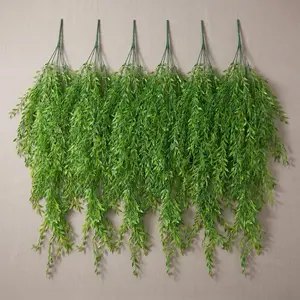Kirifly Artificial Willow Fake Hanging Greenery Plants UV Resistant Plastic Vines for Indoor Wall Porch Wedding Party Holiday Home Decoration 6PCS