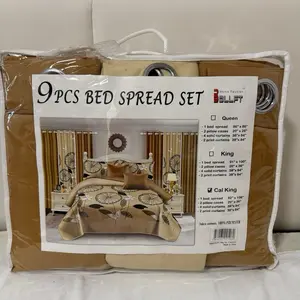 Bollft 9-Piece Bedspread & Curtain Set – Red Floral