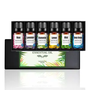 Essential Oil Set, Rose, Lavender, Peppermint, Deep Ocean, Lemon, Chamomile 6 Flavours Essential Oils for the Home, Relaxation, Air Freshening, Aroma Immunity, Humidifier, 6x10ml Aromatherapy diffuser airfreshener