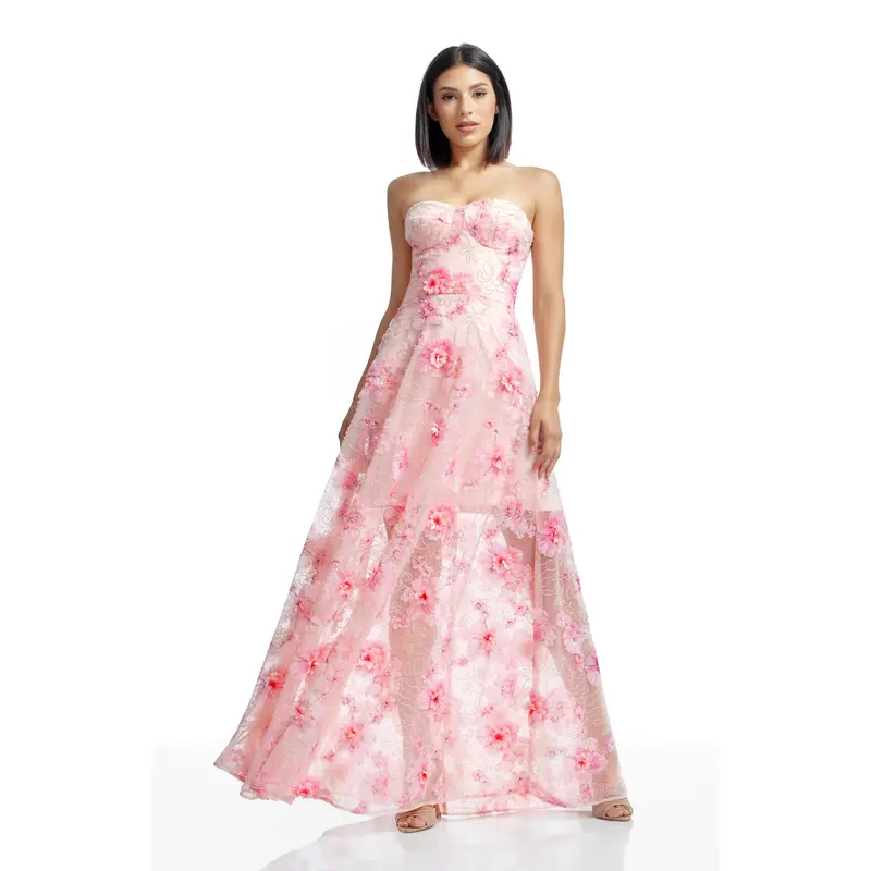 strapless open back dress Barrie Blush Paisley Dress main image 1
