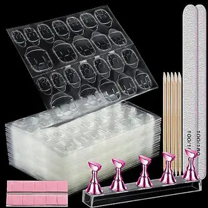 Teenitor 20 Sheet Nail Adhesive Tabs With Stand for Press Ons, Double Sided Glue Stickers, Sticky Tabs for Nails With File