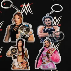 Wrestler Professional Superstar Acrylic Keychain, Rhea Ripley Becky Lynch Rhea Ripley Bianca Belair Iyo Sky Wrestler Charm Gift for Wrestling Fans