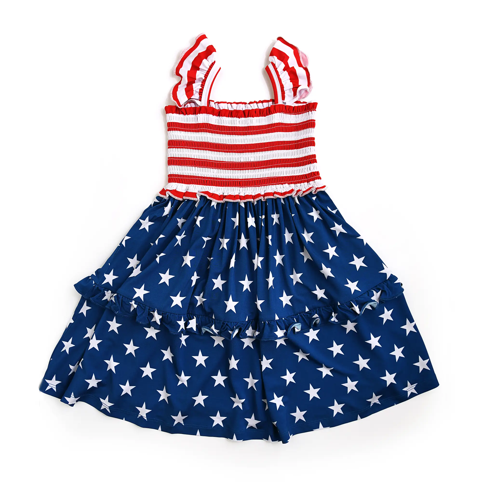 Quincy Stars & Stripes SMOCKED DRESS 4th of July Bamboo Gigi and Max