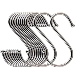 20-Pack Round S Shaped Metal, Hooks Hangers for Kitchen, Bathroom, Bedroom and Office