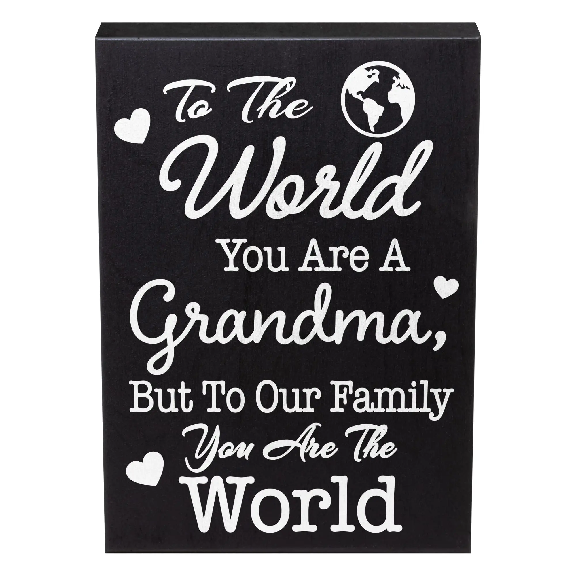 JennyGems Grandma Gifts – To The World You Are a Grandma But To Our Family You Are The World Wooden Sign – Sentimental Gift from Grandchildren or Children, Birthday or Christmas Gift, Made in USA