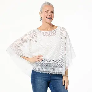 DG2 by Diane Gilman Lace Poncho with Crochet Border