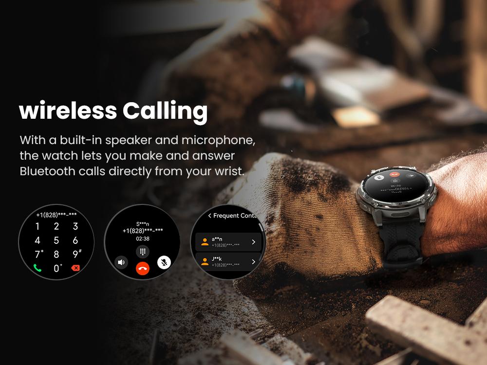 KOSPET Tank T4C Smart Watch for Men with LED Flashlight, 1.5” AMOLED Display, Dual-Band GPS&Compass, 50-Days Battery, 24/7 Heart Rate/Sleep Monitor, 50m Waterproof, Bluetooth Call/Walkie-Talkie