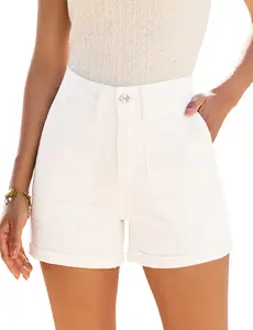 luvamia Jean Shorts for Women Trendy High Waisted Fold Hem 4 Inch Inseam Stretchy Denim Shorts Summer Casual Jorts