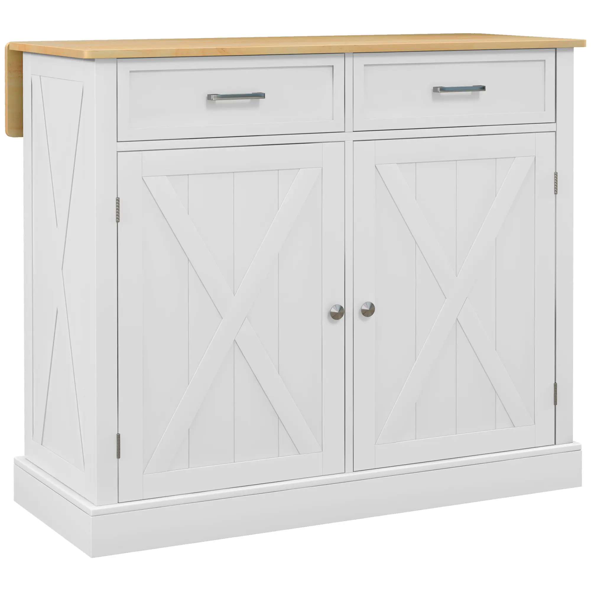 HOMCOM Rolling Kitchen Island with Drop Leaf Wood Breakfast Bar, Farmhouse Kitchen Cart with 2 Drawers, Adjustable Shelves for Dining Room, Dark Gray