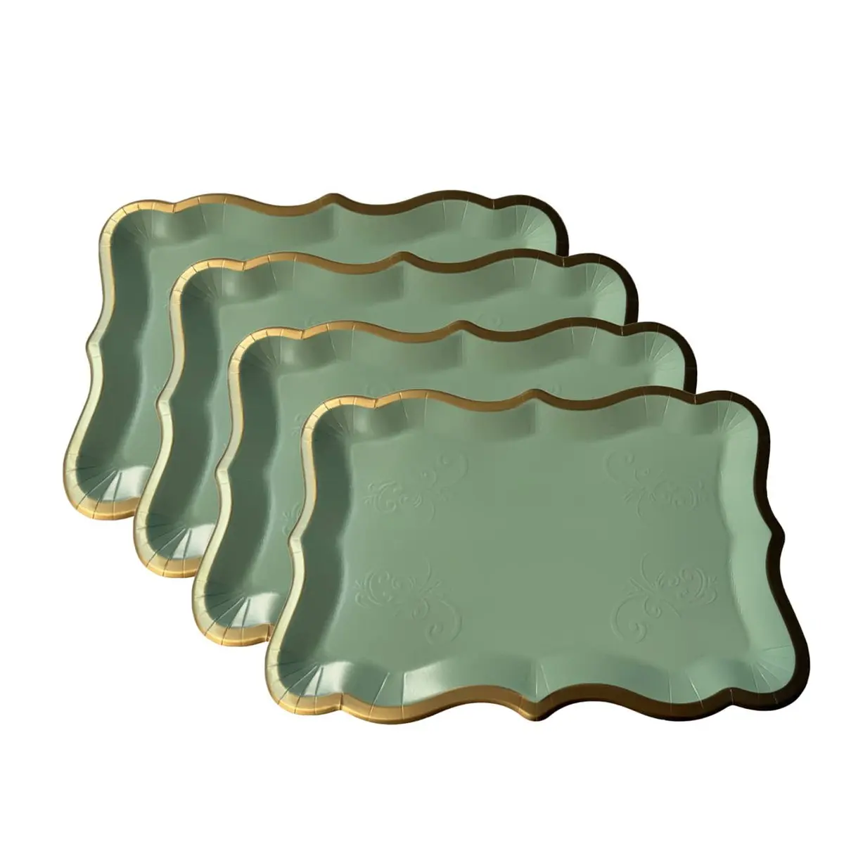 10 Elegant Rectangular Paper Plates, 9x13 Inches, Ideal for Dessert Display, Party, Wedding, Picnic, Daily Use, Disposable Plates